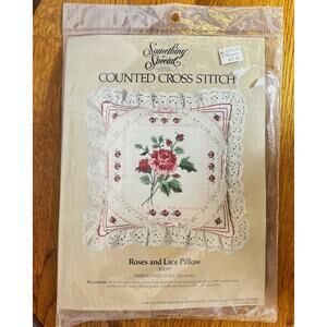 Roses & Lace Pillow Counted Cross Stitch Kit 12" x 12" Something Special New VTG